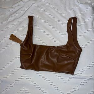 Skims | Crop Top | Light Brown | Leather